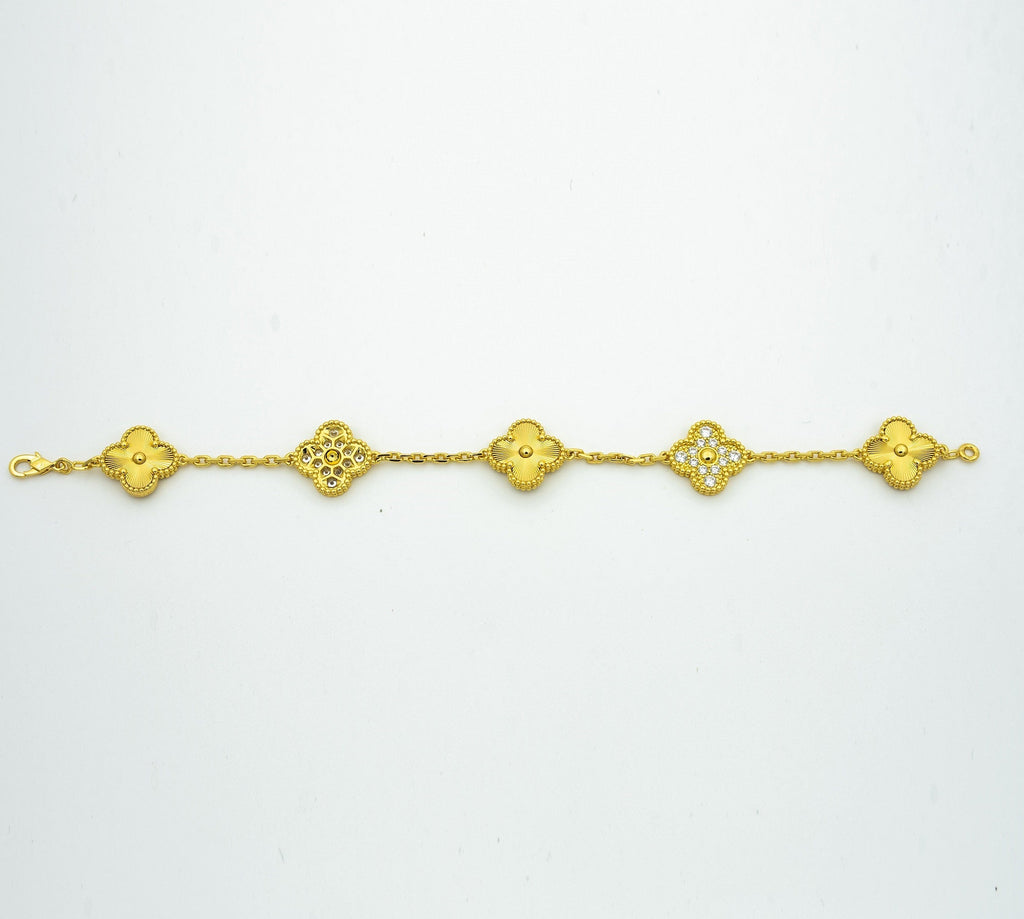 ¡®Jewelicorn¡¯CLOVER BRACELET 5 MOTIFS GOLD DIAMOND