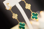 ¡®Jewelicorn¡¯CLOVER EARRINGS GOLD MALACHITE DIAMOND 3 MOTIF