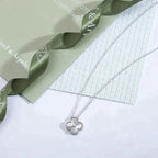 ¡®Jewelicorn¡¯CLOVER  15MM DIAMOND LASER NECKLACE SILVER