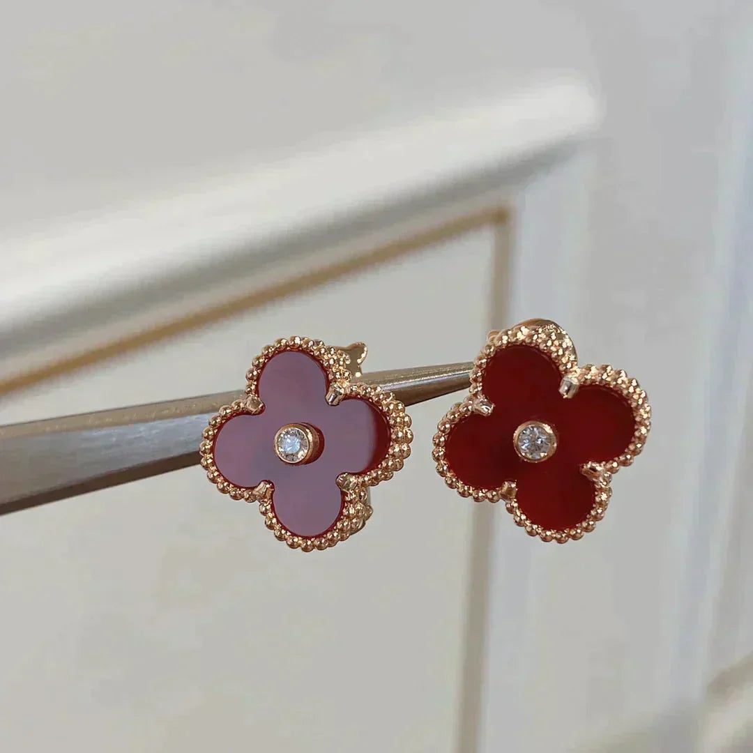¡®Jewelicorn¡¯CLOVER MEDIUM 1 MOTIFS CARNELIAN  DIAMOND earrings
