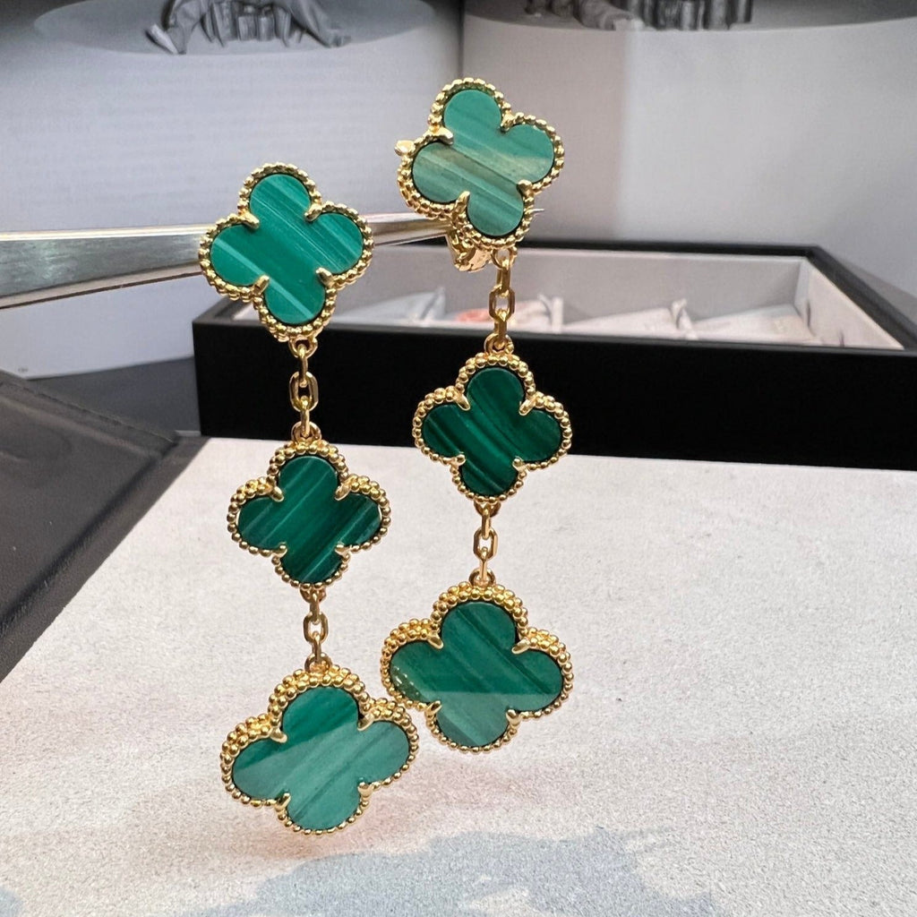 ¡®Jewelicorn¡¯CLOVER MALACHITE 3 MOTIFS GOLD