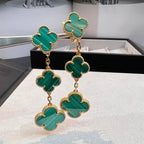 ¡®Jewelicorn¡¯CLOVER MALACHITE 3 MOTIFS GOLD