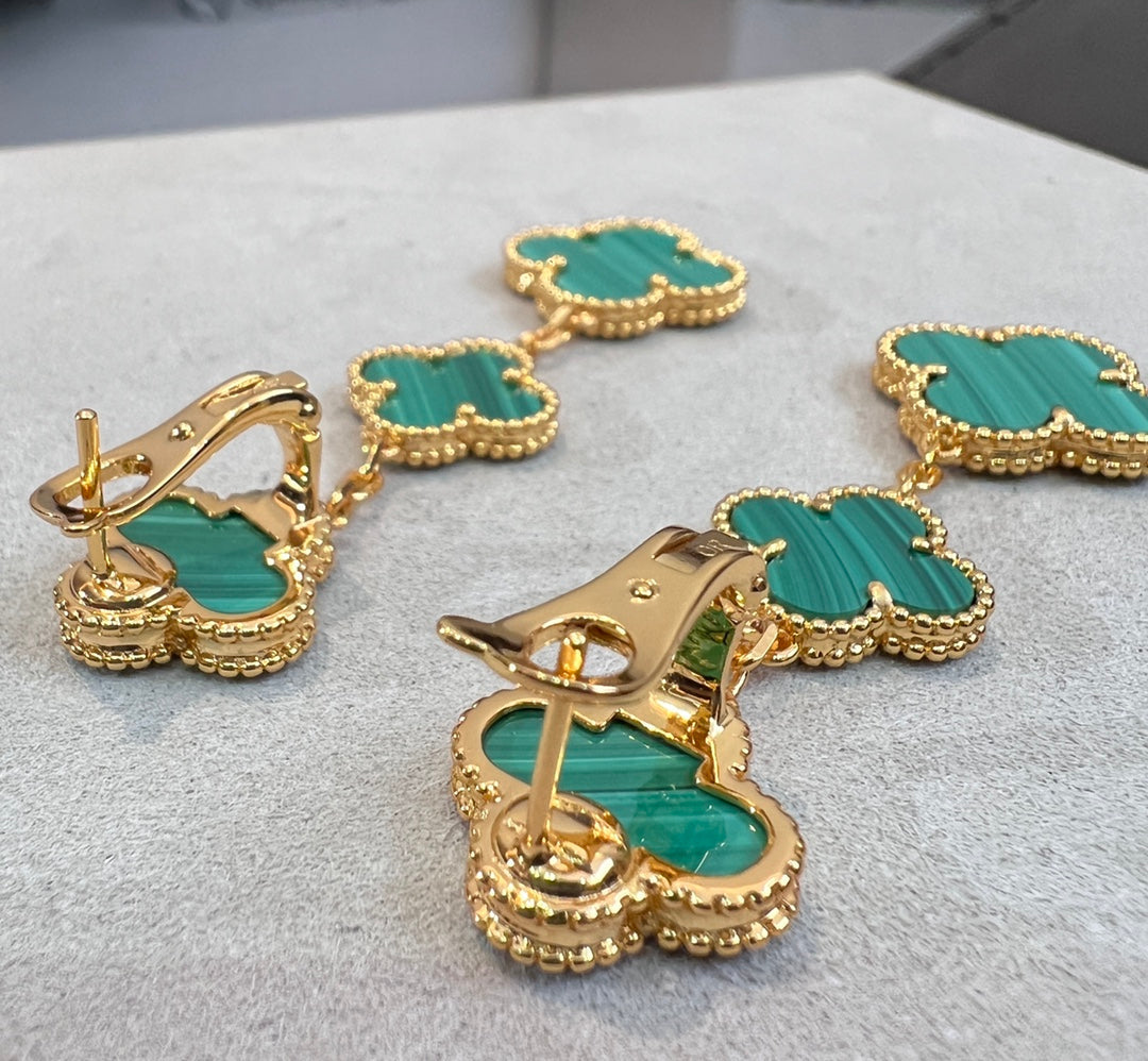 ¡®Jewelicorn¡¯CLOVER MALACHITE 3 MOTIFS GOLD