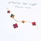 ¡®Jewelicorn¡¯CLOVER BRACELET 5 MOTIFS CARNELIAN TIGER EYE