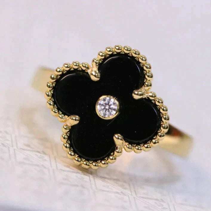 ¡®Jewelicorn¡¯CLOVER ONYX RING GOLD DIAMOND