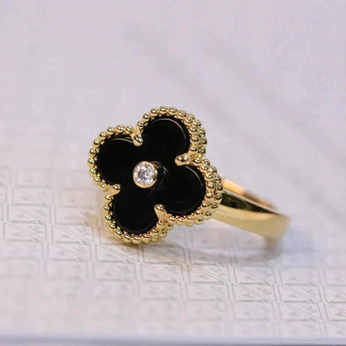 ¡®Jewelicorn¡¯CLOVER ONYX RING GOLD DIAMOND