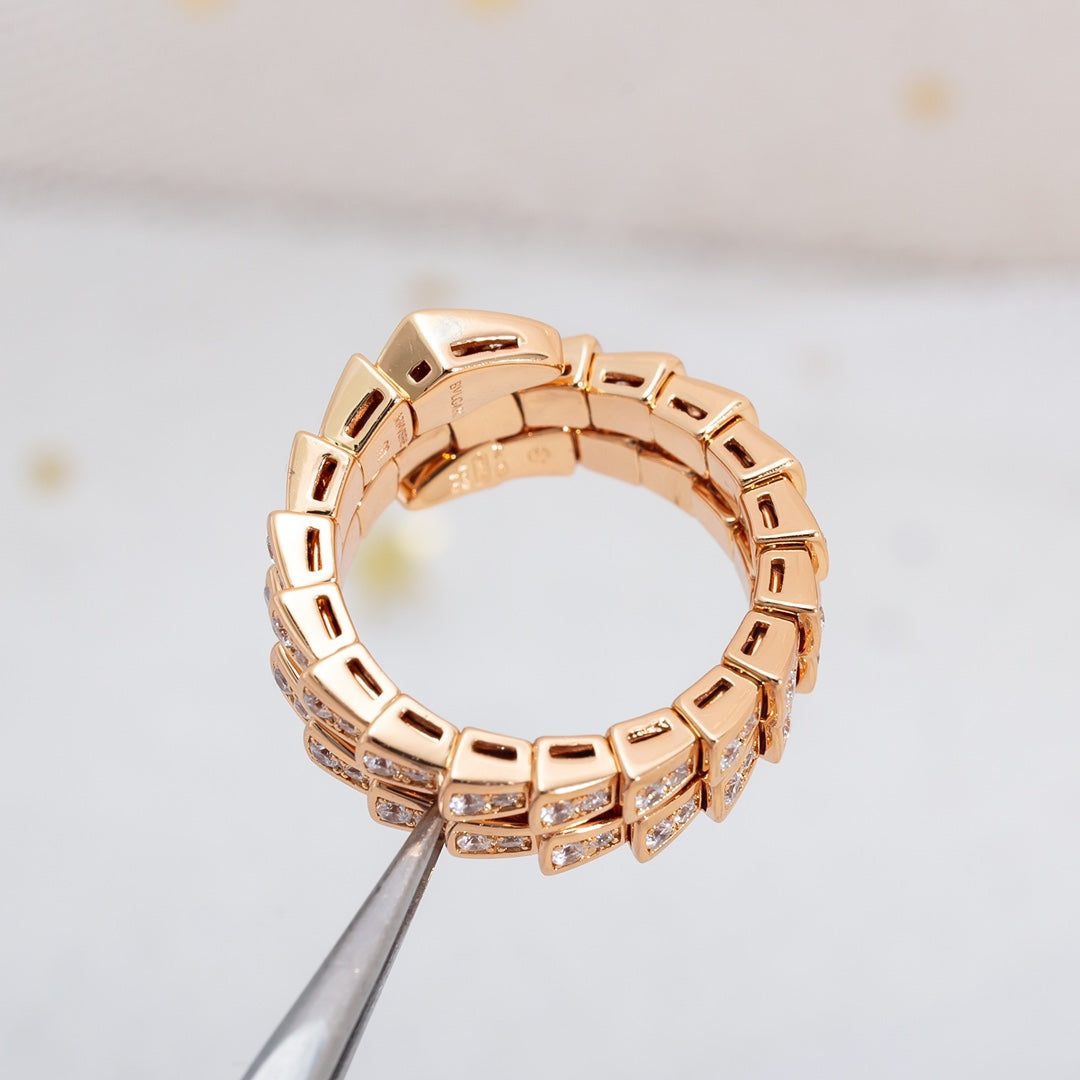 ¡®Jewelicorn¡¯SERPENTI RING PINK GOLD DIAMOND DOUBLE ROW
