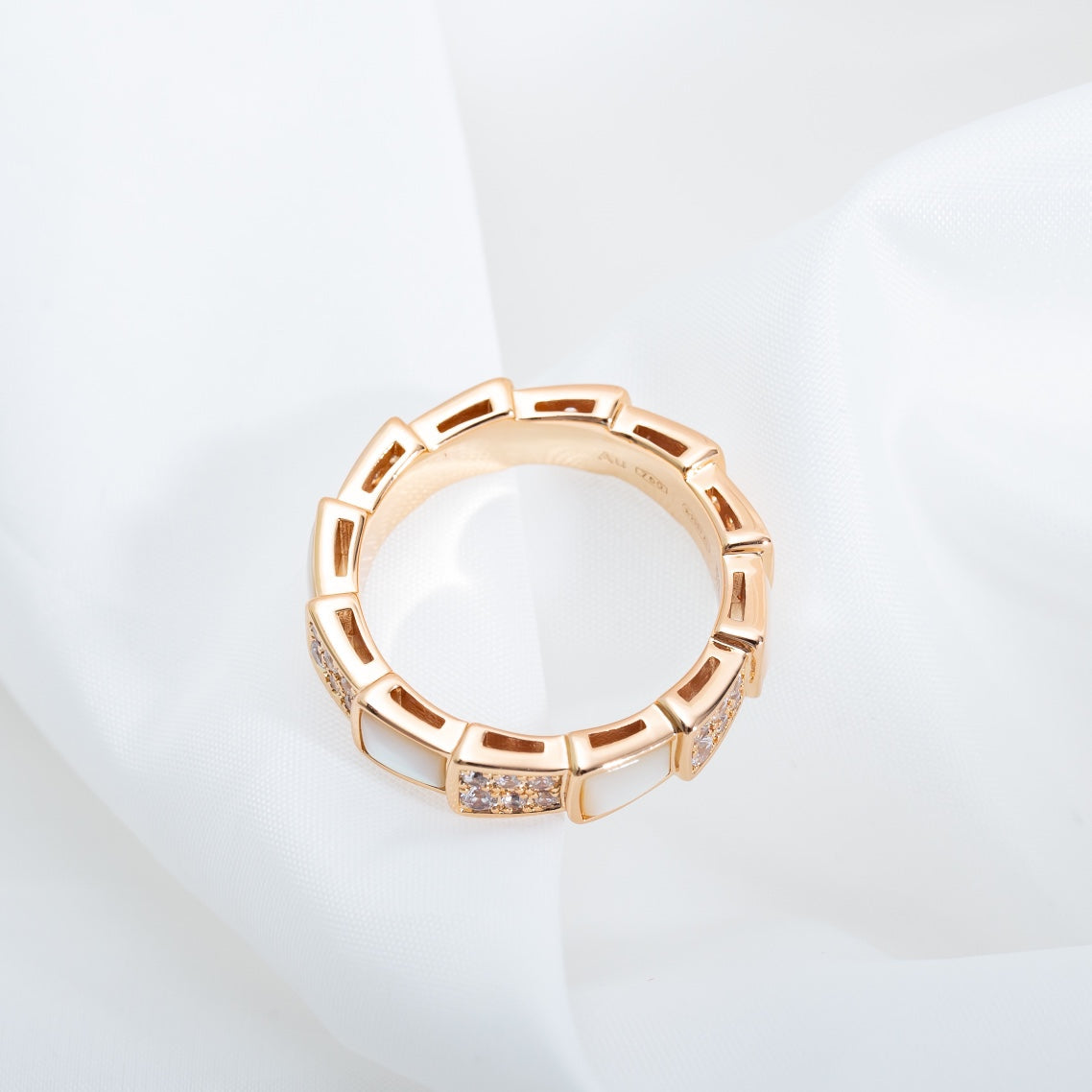 ¡®Jewelicorn¡¯SERPENTI RING PINK GOLD MOP DIAMOND PAVED 4MM