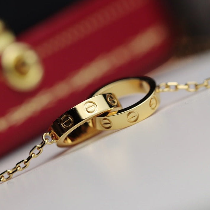 ¡®Jewelicorn¡¯LOVE NECKLACE DOUBLE RING GOLD