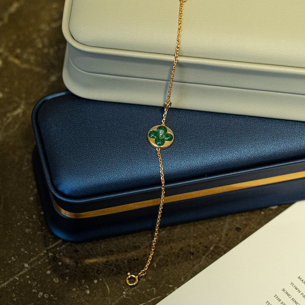 ¡®Jewelicorn¡¯SUN MALACHITE 1 DIAMOND PINK GOLD BRACELET