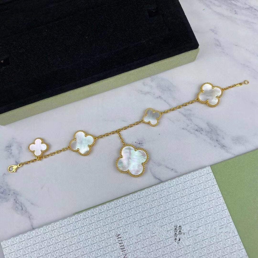 ¡®Jewelicorn¡¯MAGIC CLOVER MOP GOLD BRACELET 5 MOTIFS