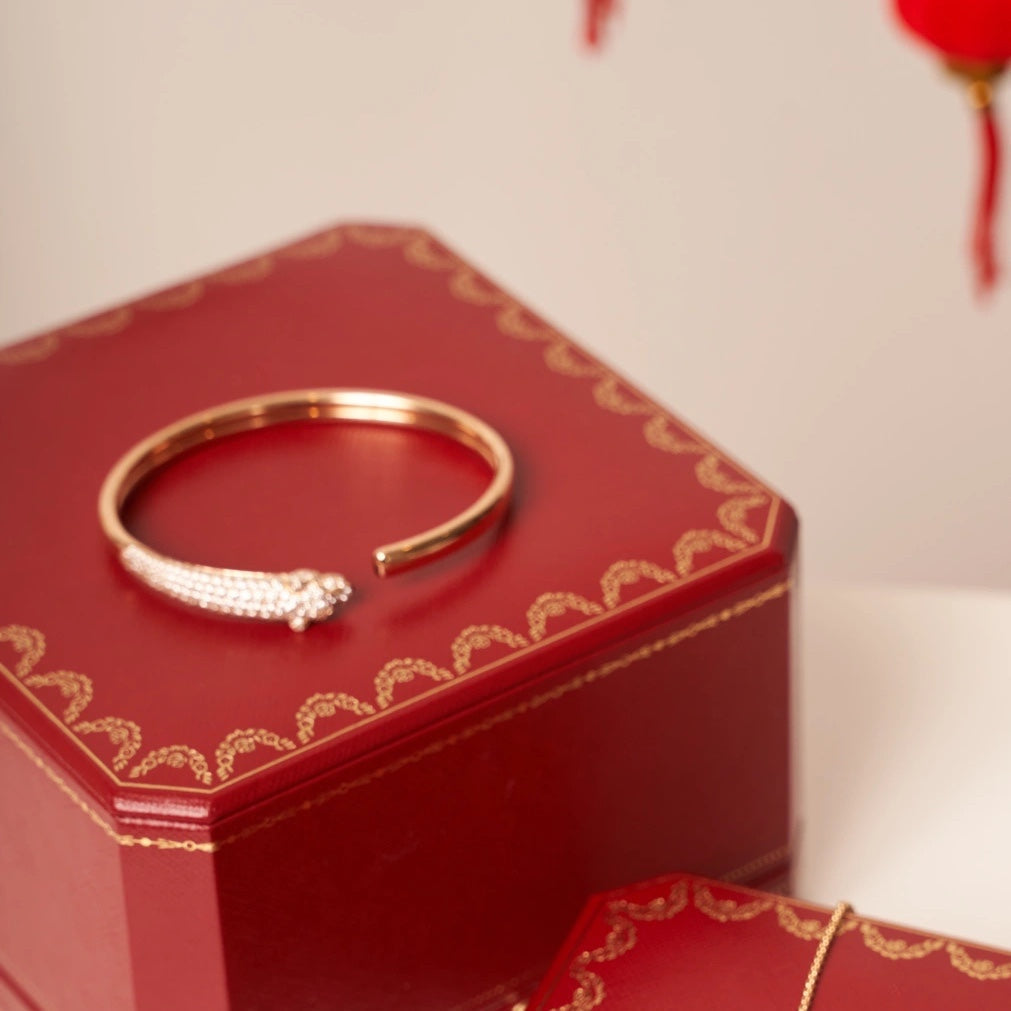 ¡®Jewelicorn¡¯PANTHERE ROSE GOLD DIAMOND OPEN BRACELET