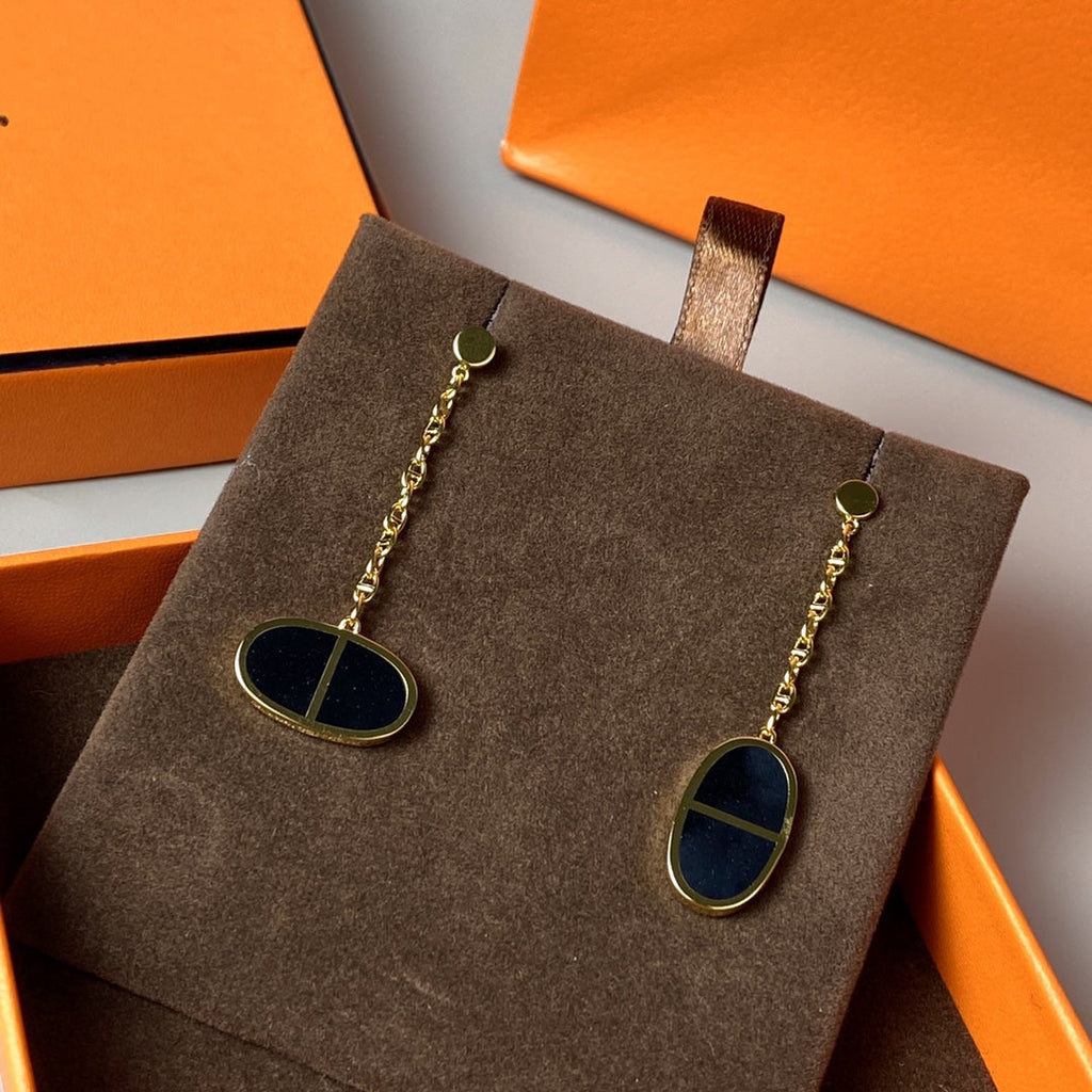 ¡®Jewelicorn¡¯CHAINE VERSO BLACK CERAMIC EARRINGS