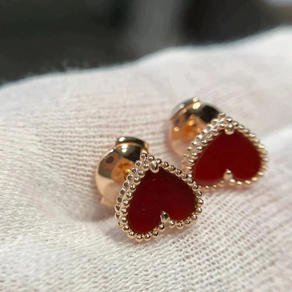 ¡®Jewelicorn¡¯HEART CARNELIAN STUD EARRINGS