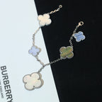 ¡®Jewelicorn¡¯CLOVER BRACELET 5 MOTIFS MOP CHALCEDONY SILVER