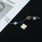 ¡®Jewelicorn¡¯CLOVER BRACELET 5 MOTIFS MOP CHALCEDONY SILVER