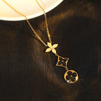 ¡®Jewelicorn¡¯STAR AND SUN ONYX PINK GOLD NECKLACE