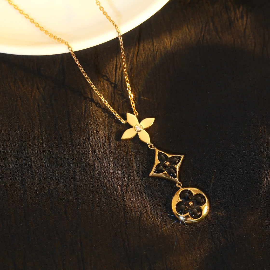 ¡®Jewelicorn¡¯STAR AND SUN ONYX PINK GOLD NECKLACE