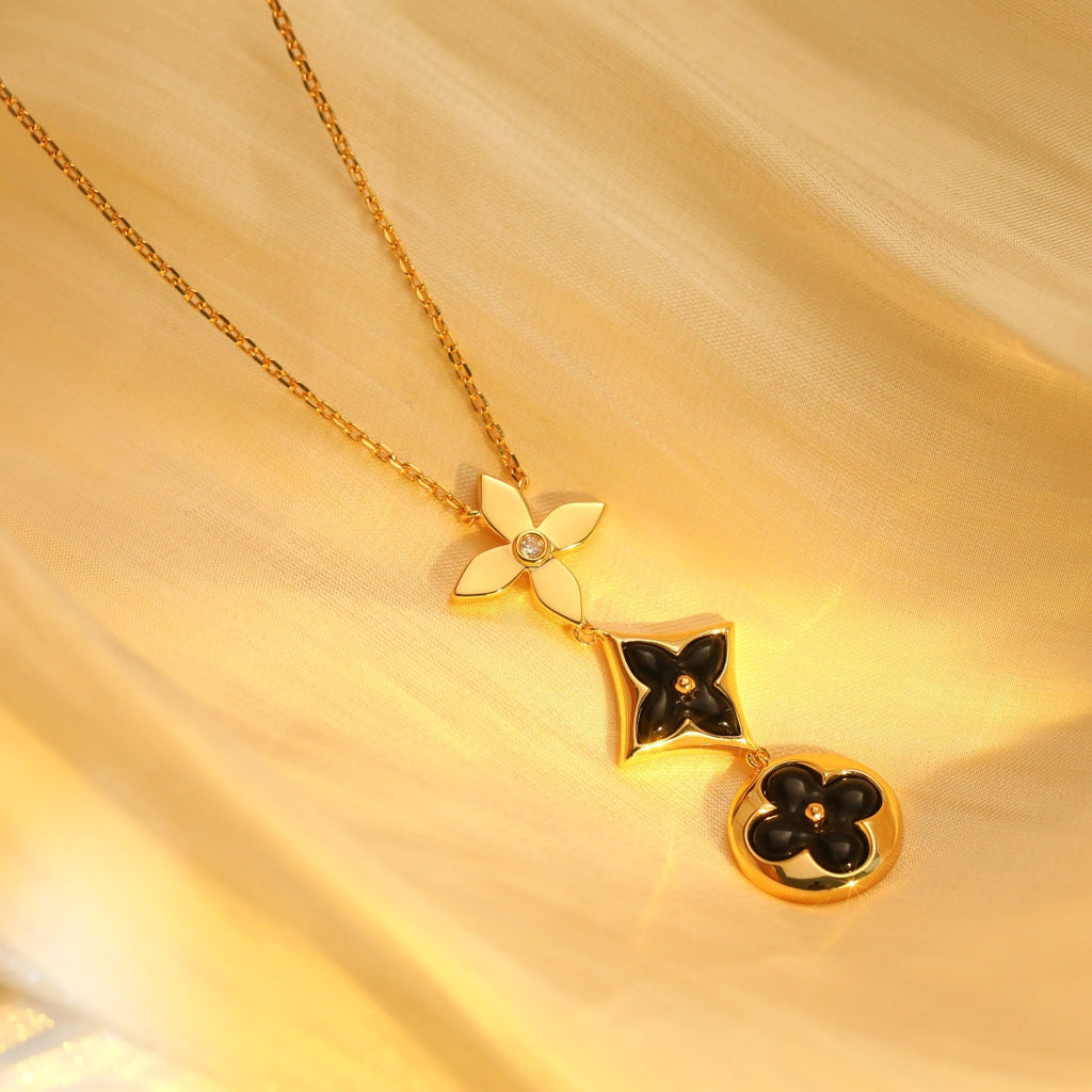 ¡®Jewelicorn¡¯STAR AND SUN ONYX PINK GOLD NECKLACE