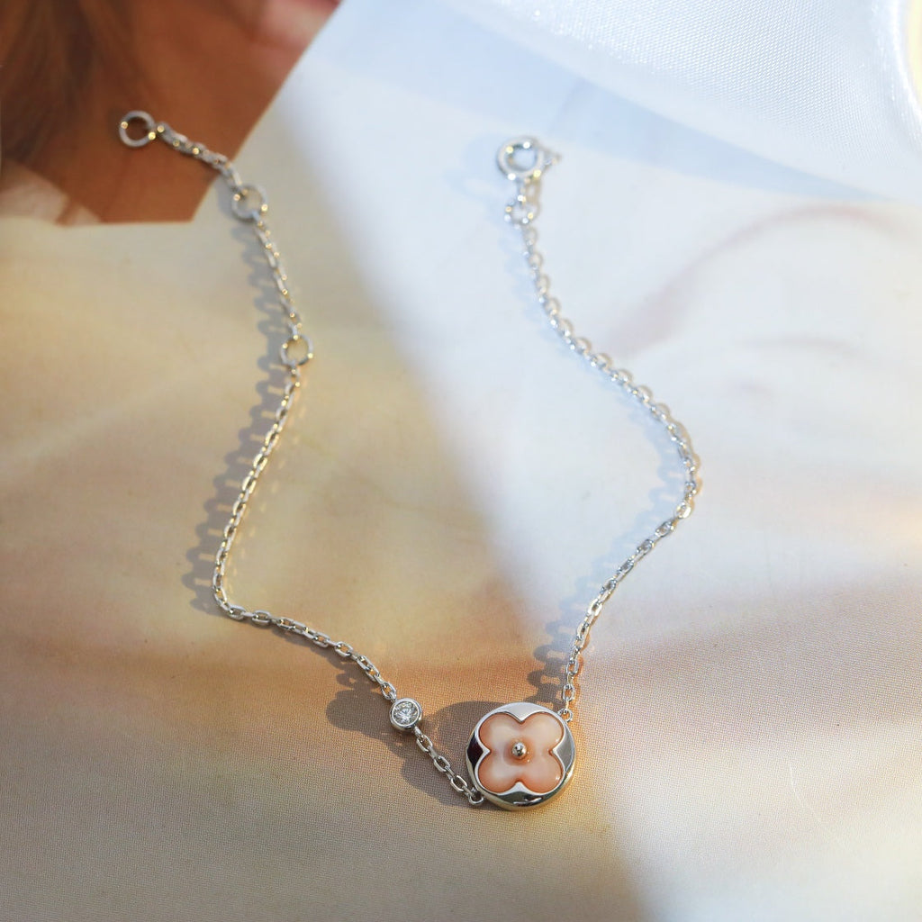 ¡®Jewelicorn¡¯SUN MOTIF PINK MOP SILVER BRACELET