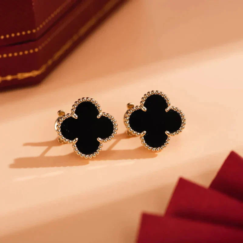 ¡®Jewelicorn¡¯CLOVER MEDIUM 1 MOTIFS  ONYX STUD EARRINGS