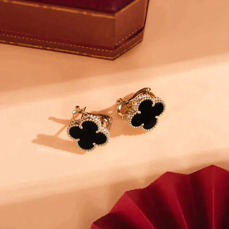 ¡®Jewelicorn¡¯CLOVER MEDIUM 1 MOTIFS  ONYX STUD EARRINGS