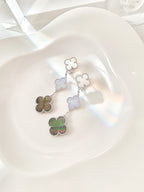 ¡®Jewelicorn¡¯CLOVER 3 MOTIFS CHALCEDONY DARK MOP SILVER EARRINGS