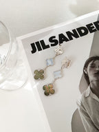 ¡®Jewelicorn¡¯CLOVER 3 MOTIFS CHALCEDONY DARK MOP SILVER EARRINGS