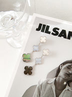 ¡®Jewelicorn¡¯CLOVER 3 MOTIFS CHALCEDONY DARK MOP SILVER EARRINGS
