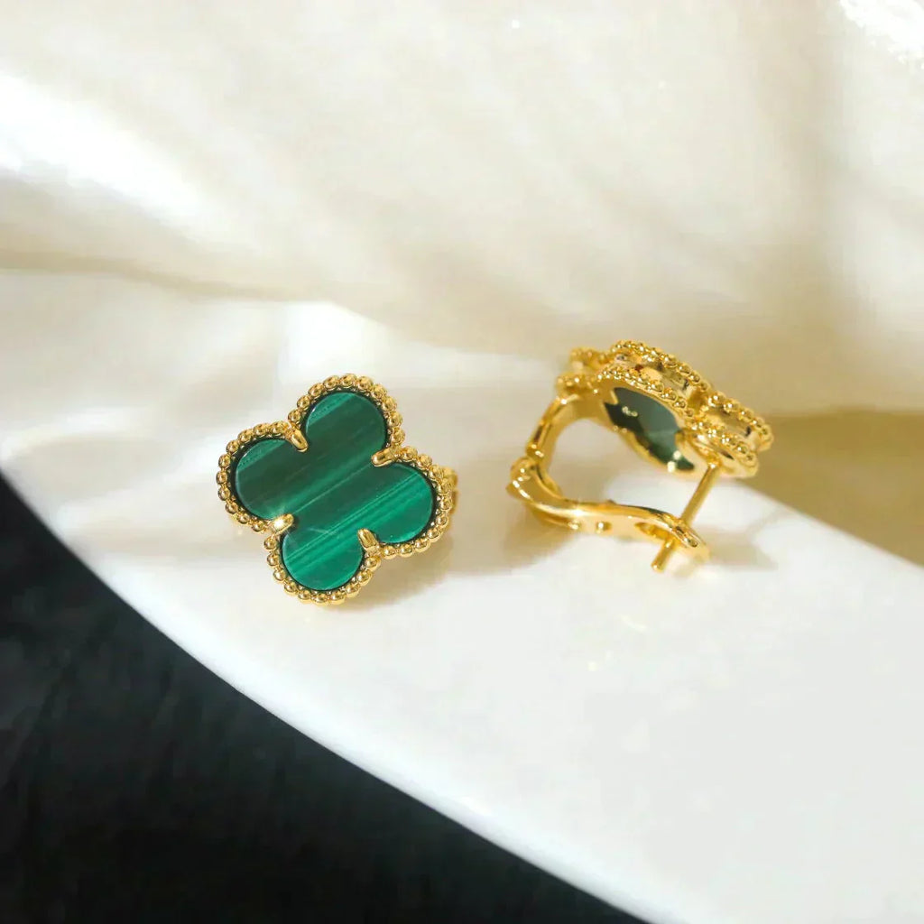 ¡®Jewelicorn¡¯CLOVER MEDIUM 1 MOTIFS MALACHITE  EARRINGS