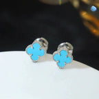 ¡®Jewelicorn¡¯CLOVER MINI 9.5MM ONYX STUD EARRINGS SILVER
