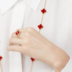 ¡®Jewelicorn¡¯CLOVER CARNELIAN RING ROSE GOLD DIAMOND