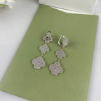 ¡®Jewelicorn¡¯CLOVER 3 MOTIF DIAMOND SILVER DROP EARRINGS