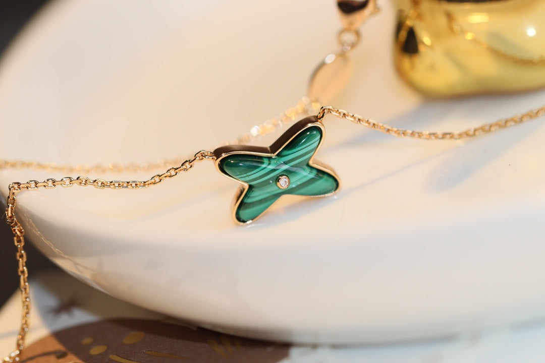 ¡®Jewelicorn¡¯JEUX MALACHITE 1 DIAMOND PINK GOLD NECKLACE