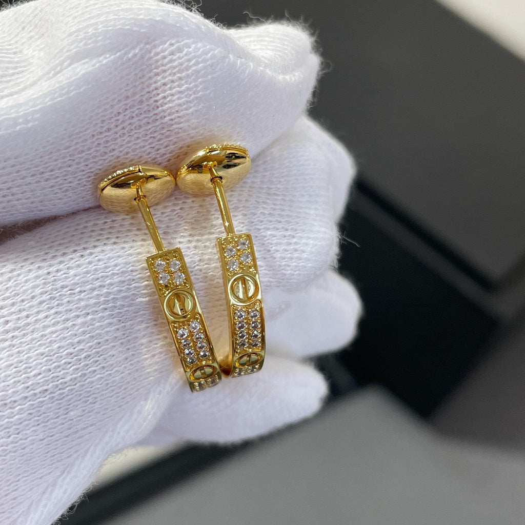 ¡®Jewelicorn¡¯LOVE DIAMOND GOLD HOOP EARRINGS