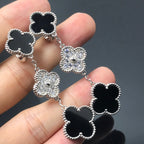 ¡®Jewelicorn¡¯CLOVER 3 MOTIF DIAMOND ONYX SILVER EARRINGS