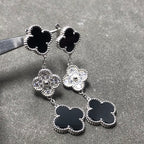 ¡®Jewelicorn¡¯CLOVER 3 MOTIF DIAMOND ONYX SILVER EARRINGS