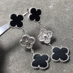 ¡®Jewelicorn¡¯CLOVER 3 MOTIF DIAMOND ONYX SILVER EARRINGS
