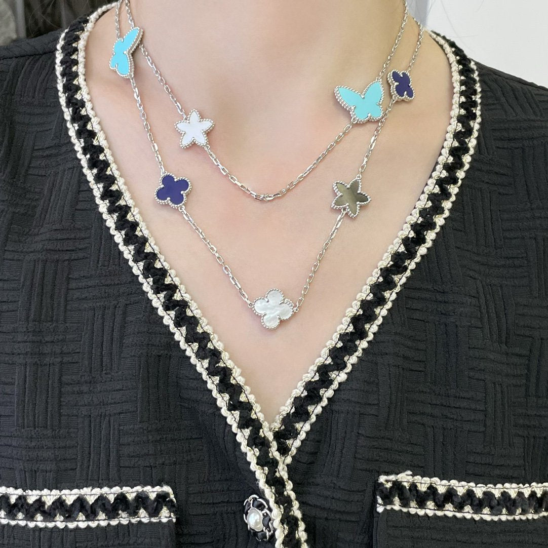 ¡®Jewelicorn¡¯LUCKY CLOVER SILVER 11 MOTIF NECKLACE