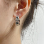 ¡®Jewelicorn¡¯LOVE CERAMIC DIAMOND PAVED SILVER EARRINGS