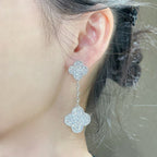¡®Jewelicorn¡¯CLOVER 2 MOTIFS DIAMOND PAVED SILVER EARRINGS