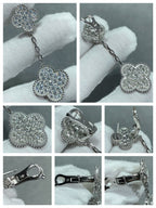 ¡®Jewelicorn¡¯CLOVER 2 MOTIFS DIAMOND PAVED SILVER EARRINGS