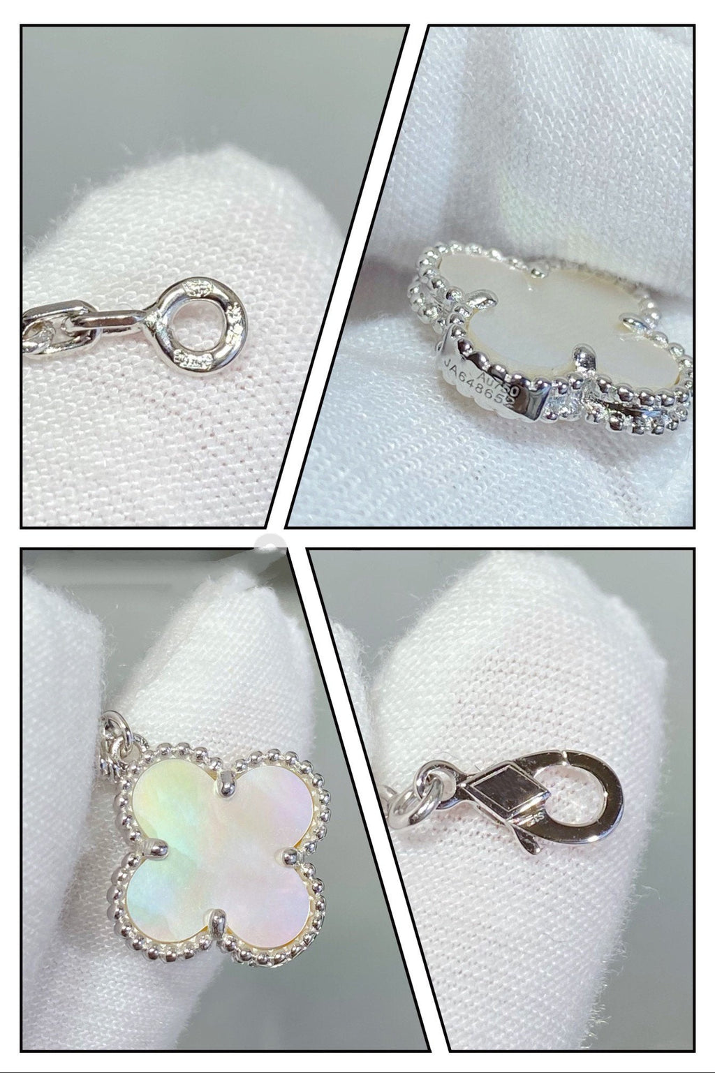 ¡®Jewelicorn¡¯CLOVER 5 MOTIF WHITE MOP SILVER BRACELET