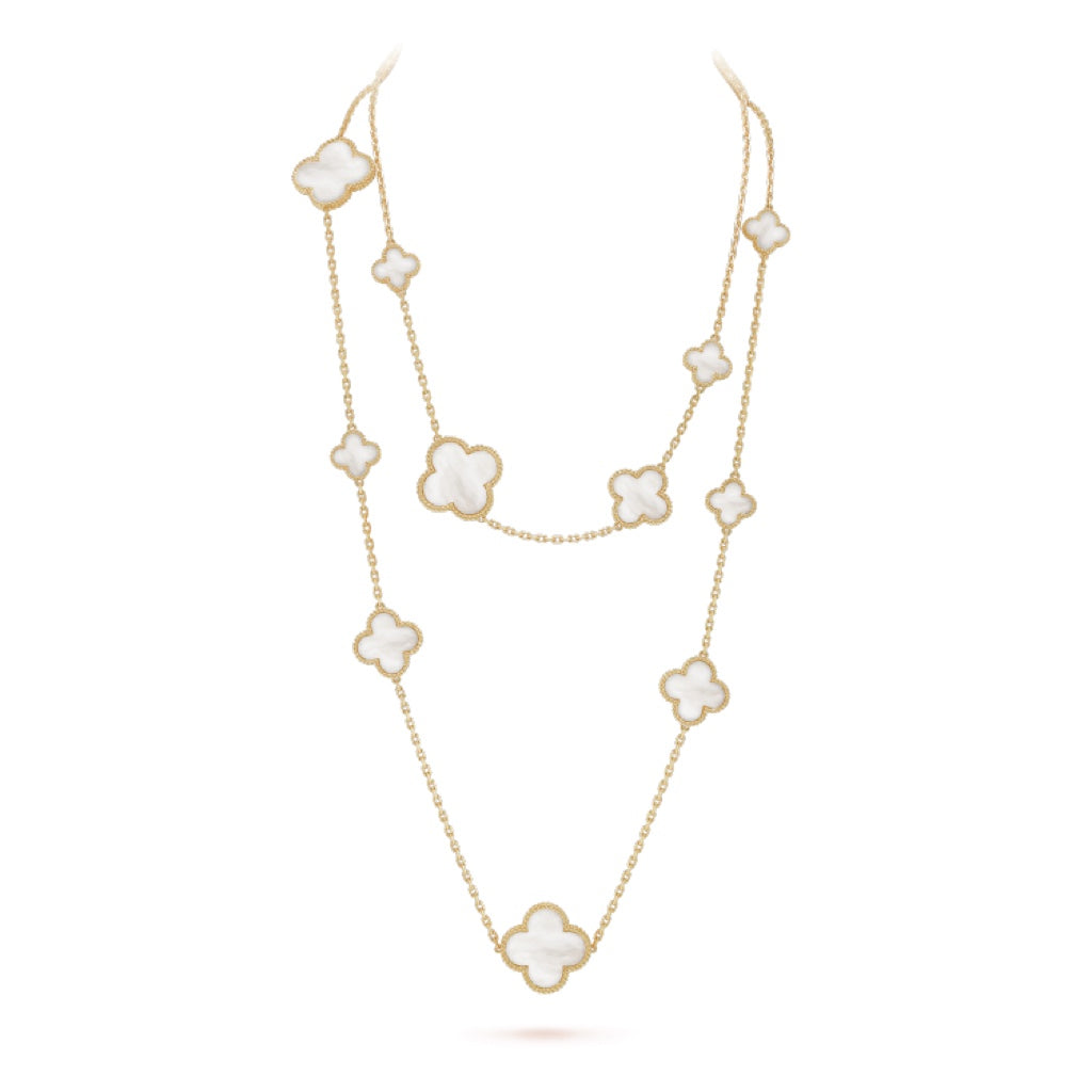 ¡®Jewelicorn¡¯CLOVER 16 MOTIF WHITE MOP GOLD NECKLACE