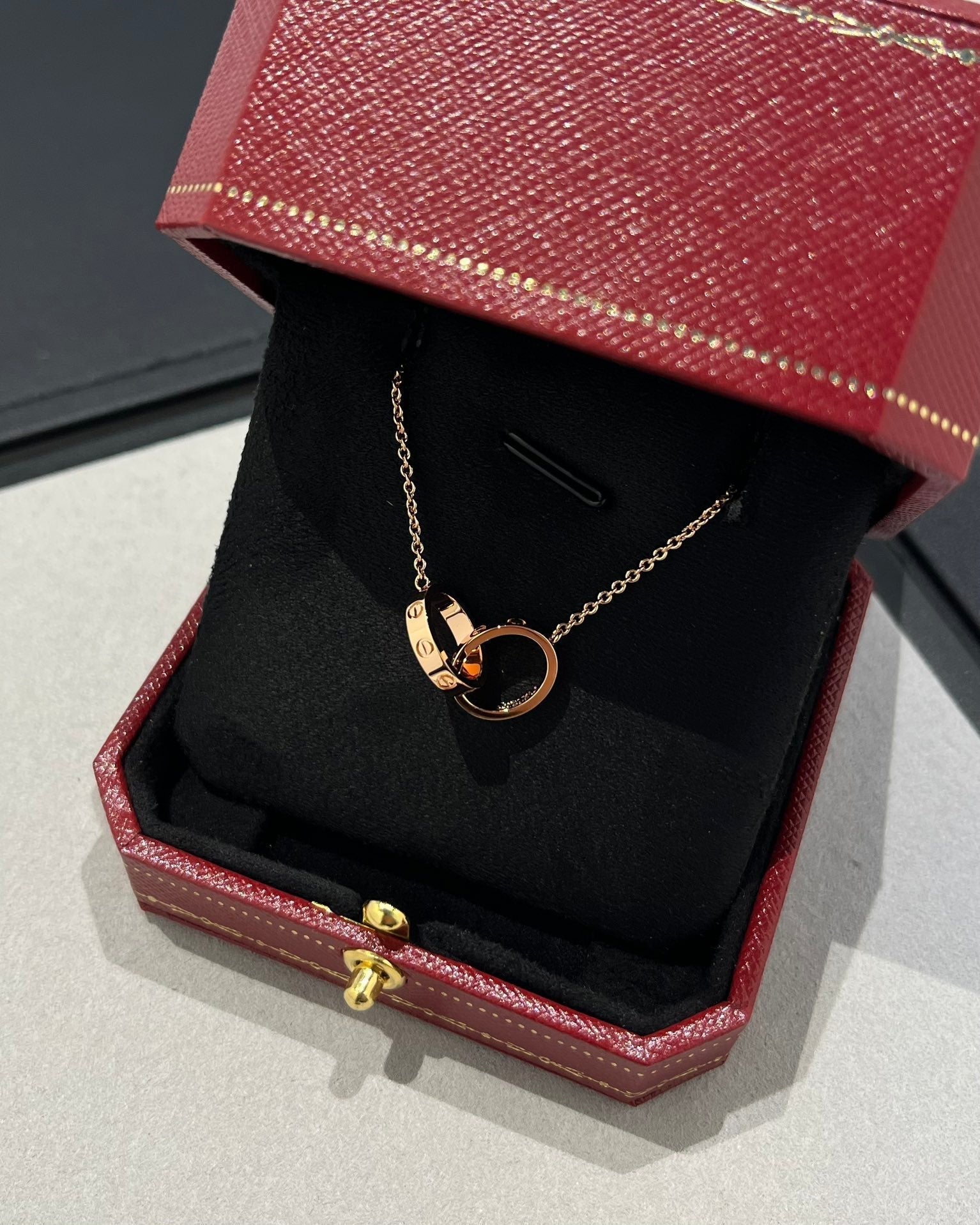 ¡®Jewelicorn¡¯LOVE NECKLACE DOUBLE RING PINK GOLD