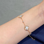 ¡®Jewelicorn¡¯STAR AND SUN 4 MOTIF WHITE MOP PINK GOLD BRACELET