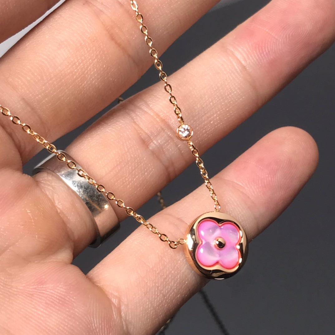 ¡®Jewelicorn¡¯COLOR BLOSSOM PINK MOP SUN GOLD NECKLACE
