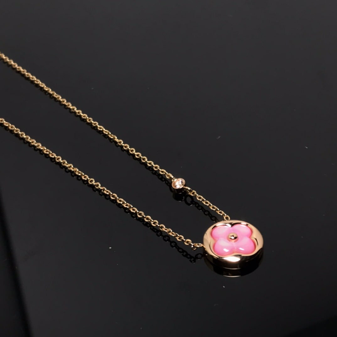 ¡®Jewelicorn¡¯COLOR BLOSSOM PINK MOP SUN GOLD NECKLACE