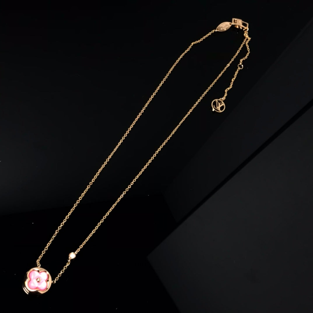 ¡®Jewelicorn¡¯COLOR BLOSSOM PINK MOP SUN GOLD NECKLACE