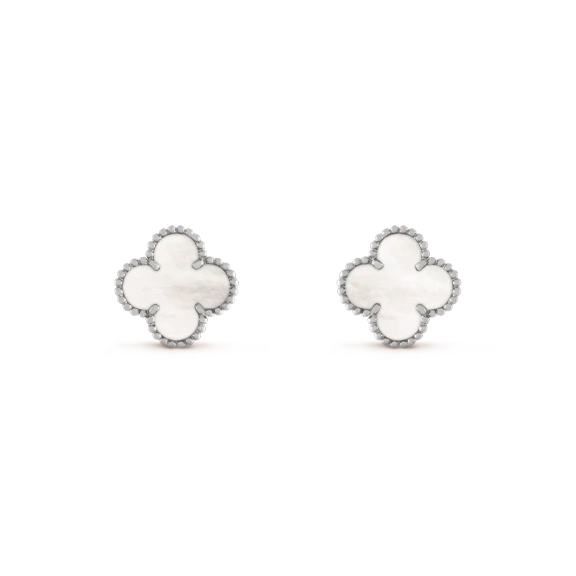 ¡®Jewelicorn¡¯CLOVER MEDIUM 1 MOTIFS  WHITE MOP EARRINGS SILVER